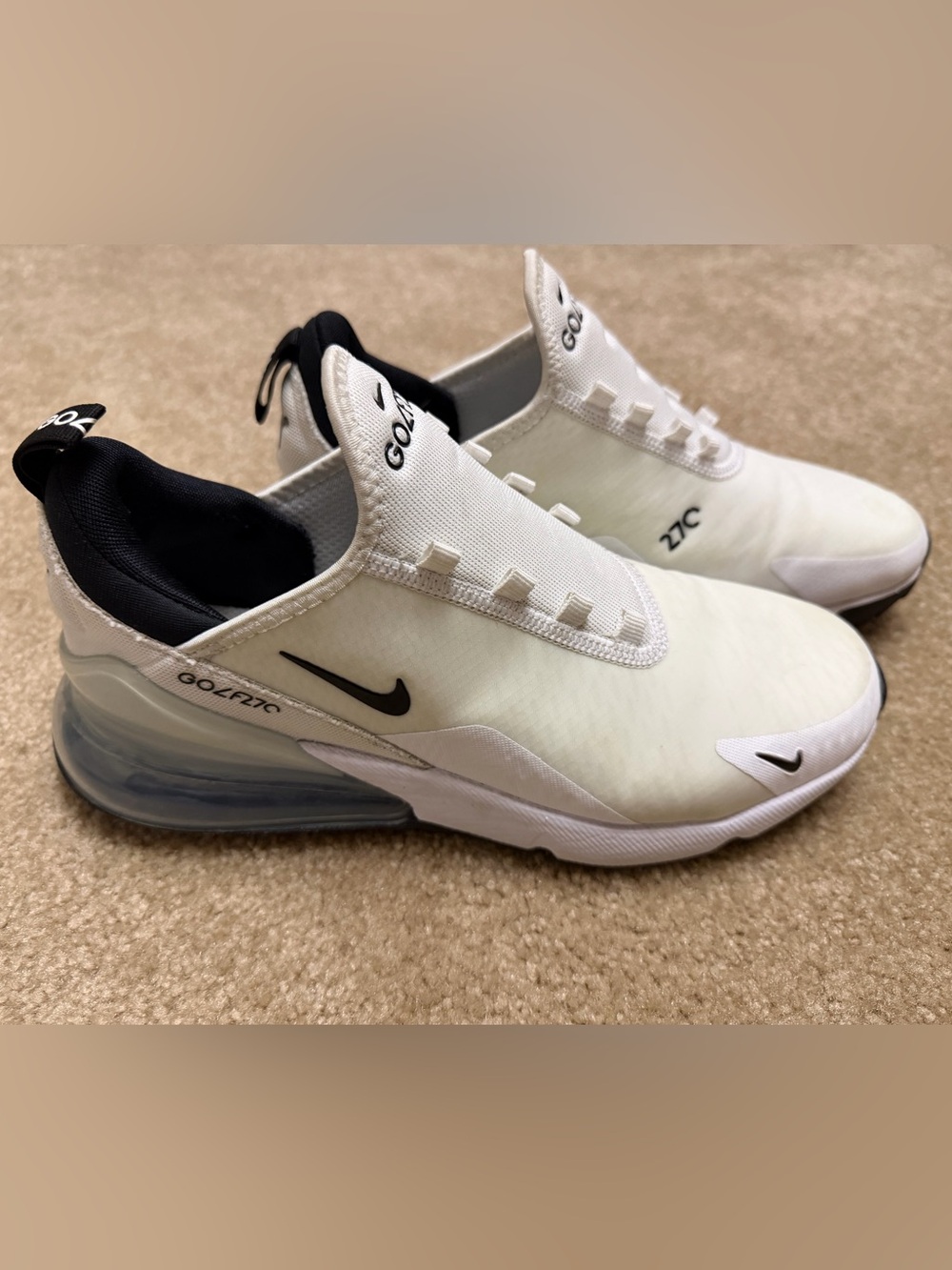Nike Men’s White and Black Air Max 270 GO Golf Sneaker